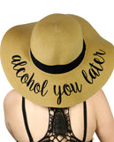 C.C Women's Paper Weaved Beach Time Embroidered Quote Floppy Brim Sun Hat