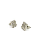 6 Stone Row Square Shape Stud Pierced Earrings