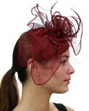NYFASHION101 Cocktail Formal Party Face Veil Floral Mesh Fascinator Headband