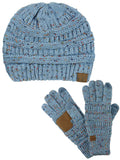 C.C Colorful Confetti Cable Knit Beanie and Anti-Slip Touchscreen Gloves Set