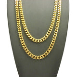 Hip-Hop Style 6mm 24" & 30'' Box Cuban Chain Necklace Set, Gold-Tone