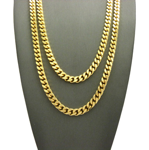 Hip-Hop Style 6mm 24" & 30'' Box Cuban Chain Necklace Set, Gold-Tone