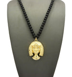 Diversified Single Pendant Piece w/ 6mm 30" Wood Bead Necklace - Cleopatra Head