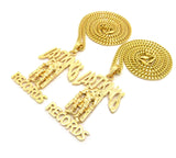 Dual Polished Last Kings Records Label Pendant Set w/ Cuban Chain Necklaces in Gold-Tone