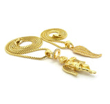 Angel Wing Pendant & Baby Halo Angel Pendant Set w/ Chain Necklace