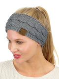 C.C Soft Stretch Winter Warm Cable Knit Fuzzy Lined Ear Warmer Headband
