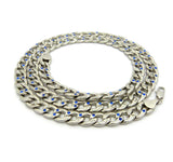 Hip-Hop Style Unisex Sapphire Blue Stone Stud 11mm 36" Cuban Chain Necklace