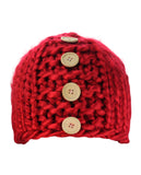 NYfashion101 Wood Button Accent Handmade Big Loop Winter Knit Beanie Hat