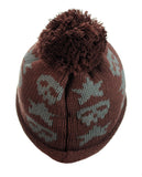 NYfashion101 Two Tone Handmade Skull & Star Knitted Pom Pom Beanie Hat
