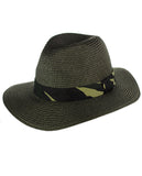 C.C Teardrop Dent Paper Woven Panama Sun Beach Hat with Camouflage Band