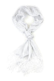 NYFASHION101 Fashionable Sparkly Glitter Thread Lightweight Tassel Scarf, White