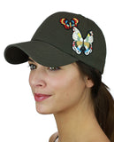 C.C Colorful Embroidered Butterfly Adjustable Precurved Baseball Cap Hat