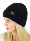 C.C Unisex Chenille Soft Warm Stretchy Thick Cuffed Knit Beanie Cap Hat