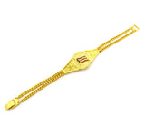 Puerto Rico Flag Dual Link Chain Bracelet with Box Clasp in Gold-Tone