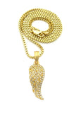 Unisex Micro Angel Wing Gold Tone Pendant 3mm 27" Ball Chain Necklace MMP11G