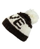 NYfashion101 Two Tone Handmade Love Knitted Short Pom Pom Beanie Hat