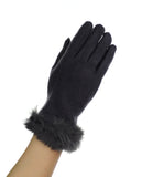 NYfashion101 Exclusive Women's Faux Fur Trim Touchscreen Compatible Winter Gloves
