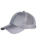 C.C Ponycap Messy High Bun Ponytail Adjustable Glitter Mesh Trucker Baseball Cap