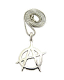 Polished Anarchy Symbol Round Pendant w/ 24" Chain Necklace