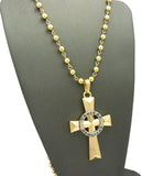 Silver-Tone Veritas Aequitas Pendant 6mm 30" Bead Chain Necklace in Gold-Tone