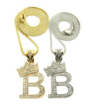 Tilted Crown on Initial B Pendant Set w/ Chain Necklace