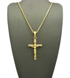 Slim Crucifix Jesus Cross Pendant with Chain Necklace