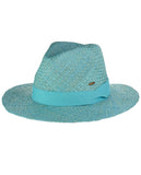 C.C Women's Raffia Straw Weaved Panama Sun Hat with Ribbon Trim