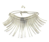 Women's Bohemian Flat Wire Choker Necklace and Ball Earring Set