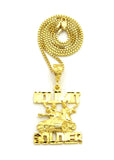 Polished No Limit Soldier Tank Pendant w/ Gold-Tone Box Chain Necklace