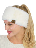 C.C Women's Soft Faux Fur Feel Sherpa Lined Ear Warmer Headband Headwrap