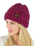 C.C Unisex Chenille Soft Warm Stretchy Thick Cuffed Knit Beanie Cap Hat
