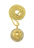 Stone Edge King Lion Medallion Pendant w/ Chain Necklace