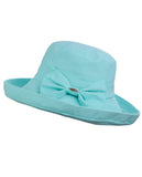 NYFASHION101 Women's Summer Packable Bow Accent Foldable Brim Beach Sun Hat