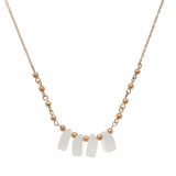 Women's Bead and Smooth Gemstone Pendant 21" Link Chain Necklace