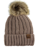 C.C Thick Cable Knit Faux Fuzzy Fur Pom Fleece Lined Skull Cap Cuff Beanie