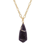 Women's Smooth Briolette Stone Dangle Pendant with 17" Link Chain Necklace