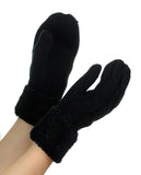 NYfashion101 Exclusive Winter Warm Sherpa Lined Cable Knit Cuff Mitten