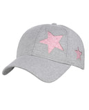 C.C Women's Glitter Star Cut Design Cotton Adjustable Precurved Baseball Cap Hat
