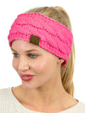 C.C Soft Stretch Winter Warm Cable Knit Fuzzy Lined Ear Warmer Headband