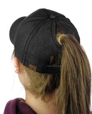 C.C Ponycap Messy High Bun Ponytail Adjustable Cotton Baseball Cap Hat