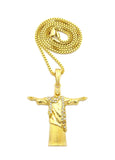 Stone Stud Vestment Christ the Redeemer Pendant w/ Chain Necklace