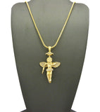 Stone Stud Baby Halo Angel Pendant w/ Chain Necklace