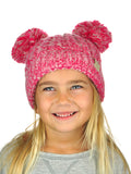 C.C Kids' Children's Cable Knit Double Ear Pom Cuffed Beanie Cap Hat