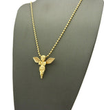 Dusted Extended Wing Pray Angel Micro Pendant w/ Chain Necklace
