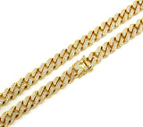 Hip-Hop Rapper's Style 12mm Iced Out Gold-Tone Cuban Chain Necklace with Box Clasp, 30"