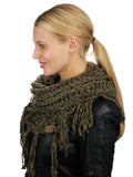 C.C Women's Soft Solid Chenille Net Fringed Tassel Infinity Wrap Scarf