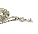 Stone Stud Lever Lock Key Micro Pendant w/3mm 24" Cuban Chain Necklace