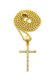 Slim Stone Stud Cross Pendant with Chain Necklace