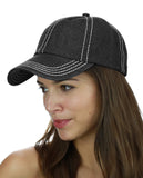 C.C Unisex Denim Adjustable Velcro Strap Low Profile Baseball Cap Hat