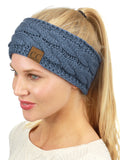 C.C Soft Stretch Winter Warm Cable Knit Fuzzy Lined Ear Warmer Headband
